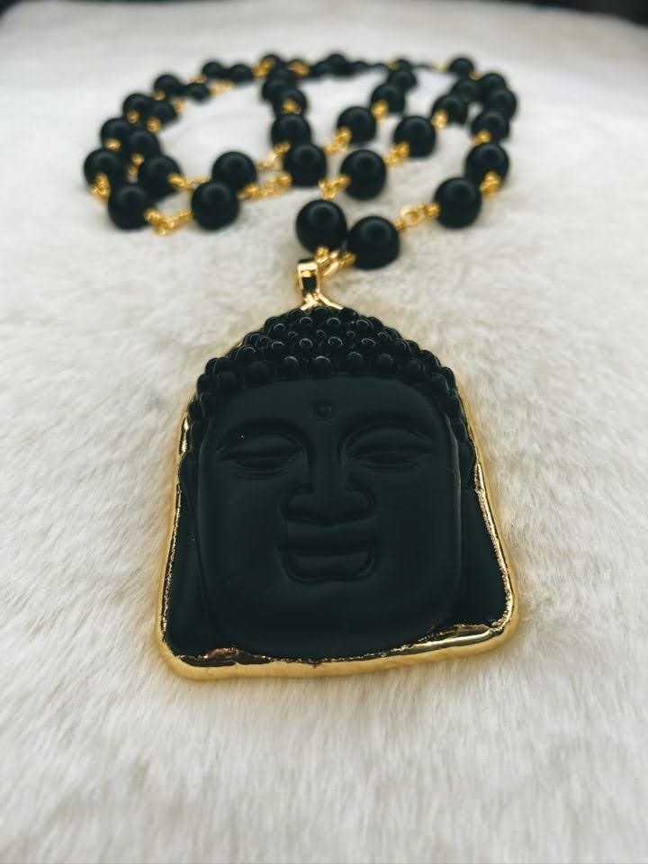 Yellow Gold Matte Buddha Pendant w/Chain